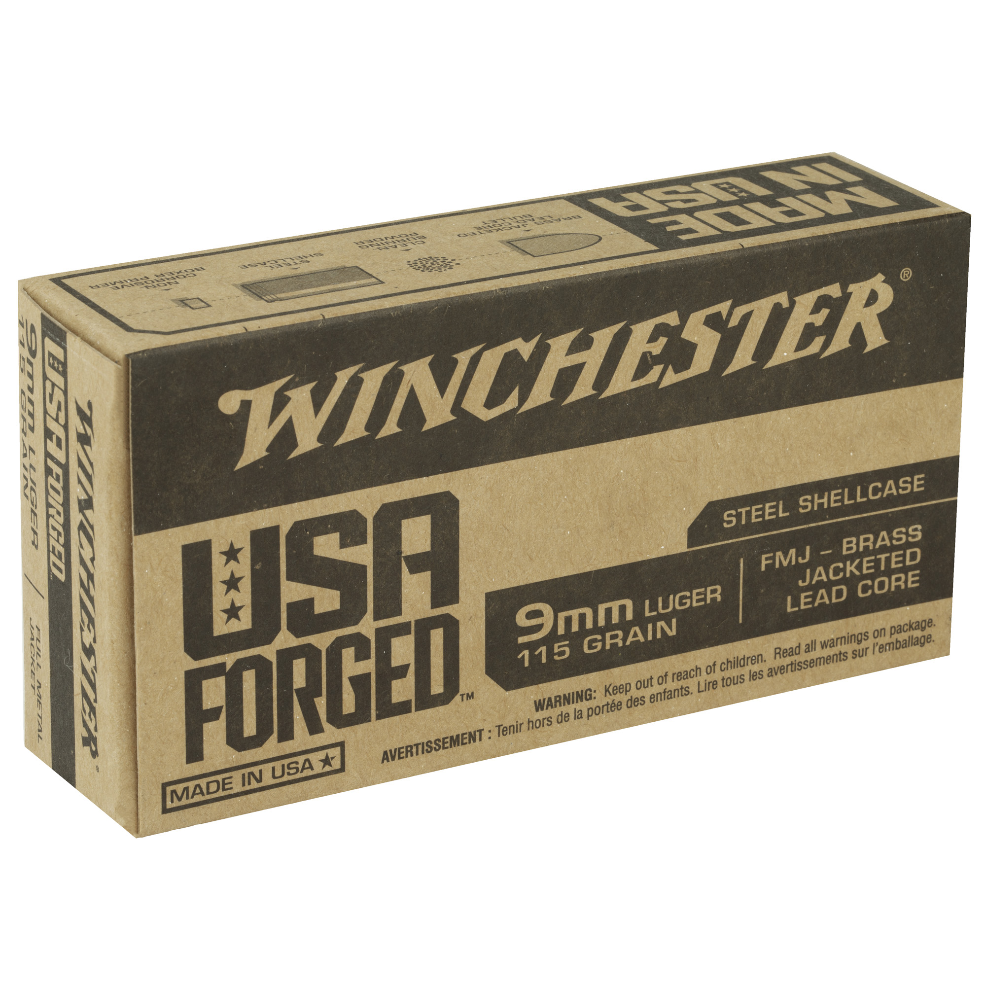 WIN 9MM 115GR FMJ STEEL CASE 50/500 - Image 2