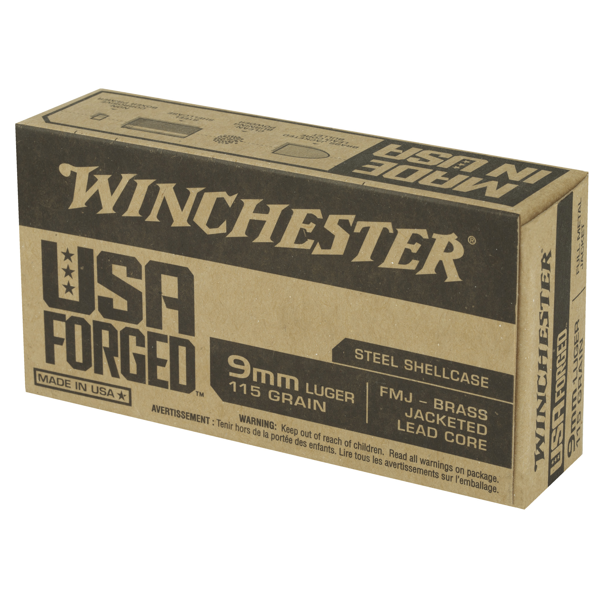 WIN 9MM 115GR FMJ STEEL CASE 50/500 - Image 3