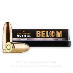 BELOM 9MM 124GR FMJ BRASS 50/1000